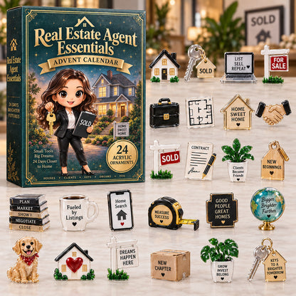 CHRISTMAS KICKOFF 40% OFF - Real Estate Agent Essentials Advent Calendar 2026 - 24-Day Festive Countdown, Acrylic Charms Blind Box - Gift For Realtors AC0NT373
