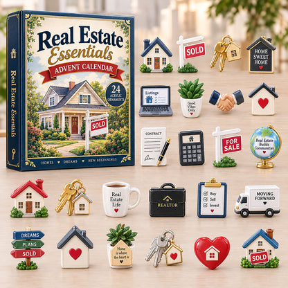 CHRISTMAS KICKOFF 40% OFF - Real Estate Essentials Advent Calendar 2026 - 24-Day Festive Countdown, Acrylic Charms Blind Box - Gift For Realtors AC0NT375