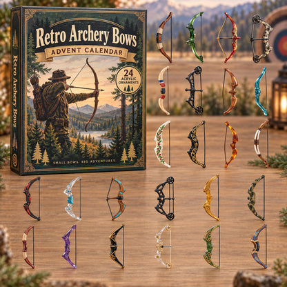 CHRISTMAS KICKOFF 40% OFF - Retro Archery Bows Advent Calendar 2026 - 24-Day Festive Countdown, Acrylic Charms Blind Box - Gift For Archery Lovers AC0NT398