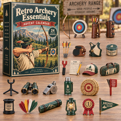 CHRISTMAS KICKOFF 40% OFF - Retro Archery Essentials Advent Calendar 2026 - 24-Day Festive Countdown, Acrylic Charms Blind Box - Gift For Archery Lovers AC0NT399