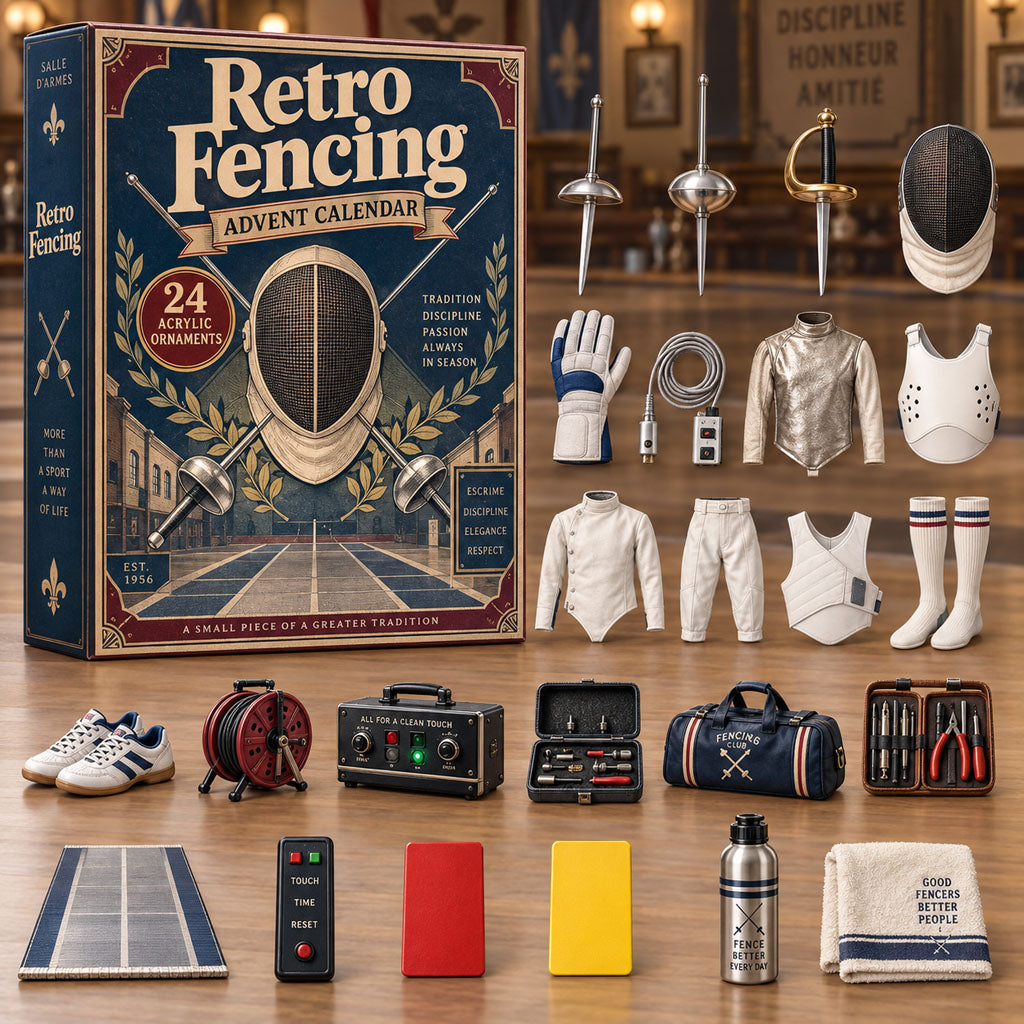 CHRISTMAS KICKOFF 40% OFF - Retro Fencing Advent Calendar 2026 - 24-Day Festive Countdown, Acrylic Charms Blind Box - Gift For Fencing Lovers AC0NT349