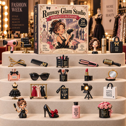 CHRISTMAS KICKOFF 40% OFF - Runway Glam Studio Advent Calendar 2026 - 24-Day Festive Countdown, Acrylic Charms Blind Box - Gift For Hairstylist Lovers AC0TH280