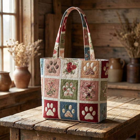 Rustic Paw Garden Quilted Zipper Tote Bag SN0PT007
