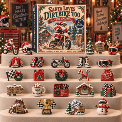 CHRISTMAS KICKOFF 40% OFF - Santa Loves Dirt Bike Advent Calendar 2026 - 24-Day Festive Countdown, Acrylic Charms Blind Box - Gift For Dirt Bike Lovers AC0TM315