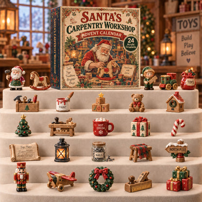 CHRISTMAS KICKOFF 40% OFF - Santa Carpenter Workshop Advent Calendar 2026 - 24-Day Festive Countdown, Acrylic Charms Blind Box - Gift For Carpenter Lovers AC0TM293