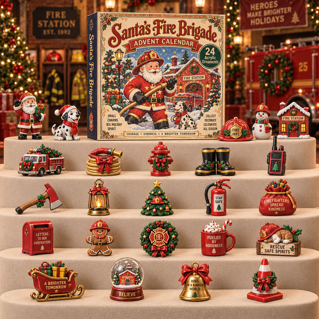CHRISTMAS KICKOFF 40% OFF - Santas Fire Brigade Advent Calendar 2026 - 24-Day Festive Countdown, Acrylic Charms Blind Box - Gift For Firefighter Lovers AC0TH271