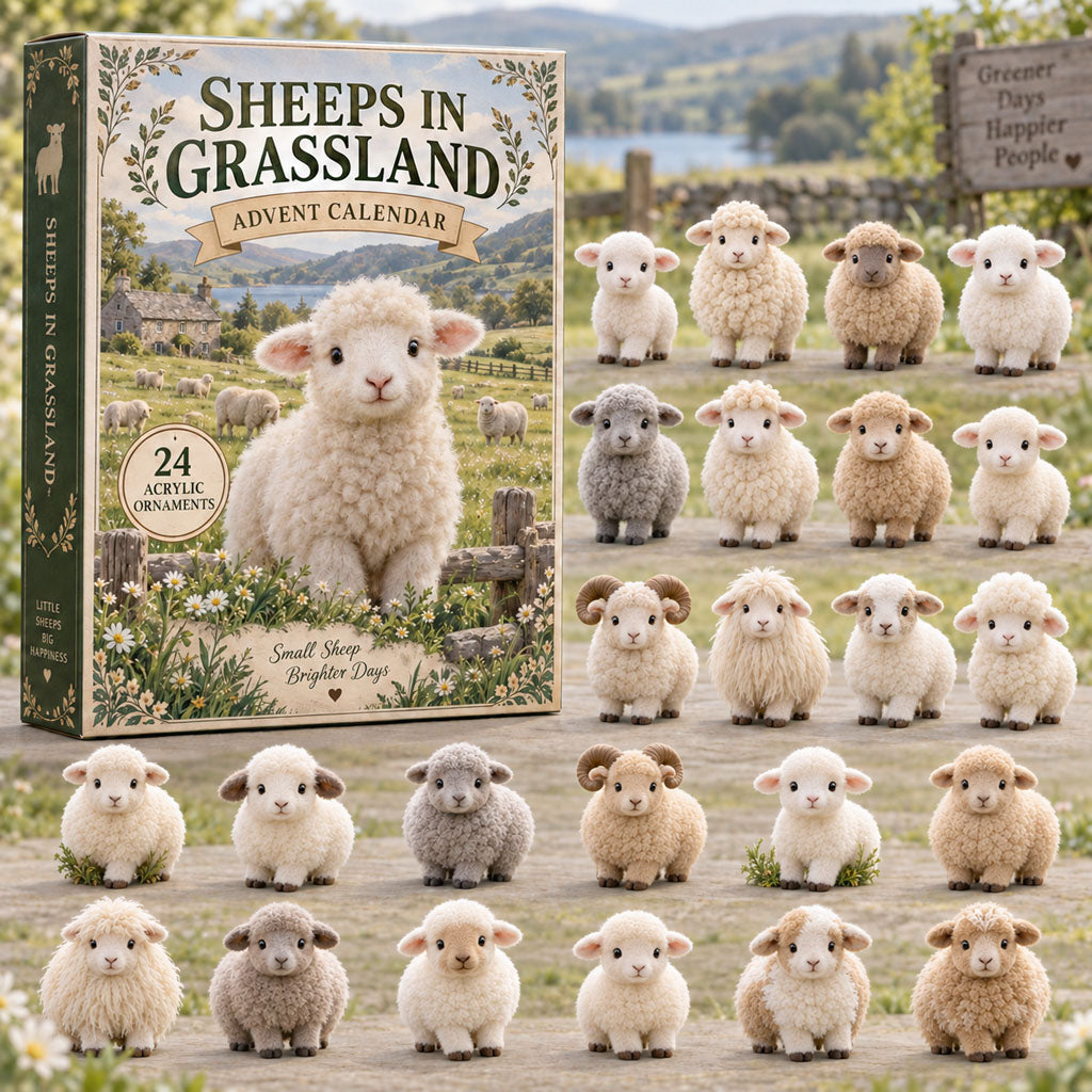 CHRISTMAS KICKOFF 40% OFF - Sheeps In Grassland Advent Calendar 2026 - 24-Day Festive Countdown, Acrylic Charms Blind Box - Gift For Sheep Lovers AC0TM420