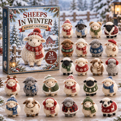 CHRISTMAS KICKOFF 40% OFF - Sheeps In Winter Advent Calendar 2026 - 24-Day Festive Countdown, Acrylic Charms Blind Box - Gift For Sheep Lovers AC0TM423