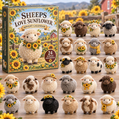 CHRISTMAS KICKOFF 40% OFF - Sheeps Love Sunflowers Advent Calendar 2026 - 24-Day Festive Countdown, Acrylic Charms Blind Box - Gift For Sheep Lovers AC0TM424