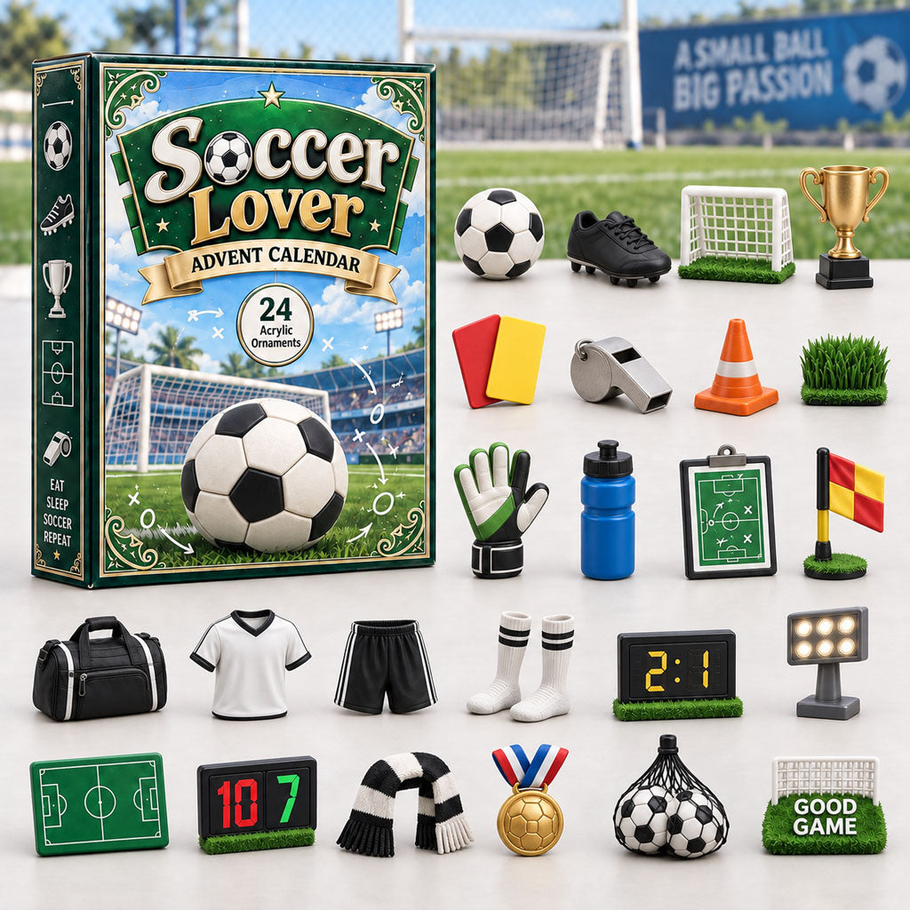 CHRISTMAS KICKOFF 40% OFF - Soccer Lover Advent Calendar 2026 - 24-Day Festive Countdown, Acrylic Charms Blind Box - Gift For Sport Lovers AC0HA288