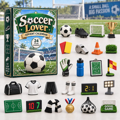 CHRISTMAS KICKOFF 40% OFF - Soccer Lover Advent Calendar 2026 - 24-Day Festive Countdown, Acrylic Charms Blind Box - Gift For Sport Lovers AC0HA288