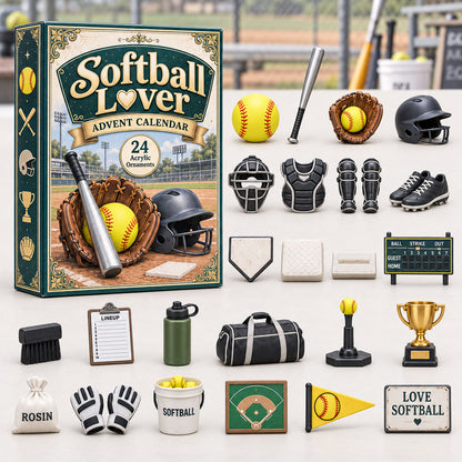 CHRISTMAS KICKOFF 40% OFF - Softball Lover Advent Calendar 2026 - 24-Day Festive Countdown, Acrylic Charms Blind Box - Gift For Sport Lovers AC0HA289