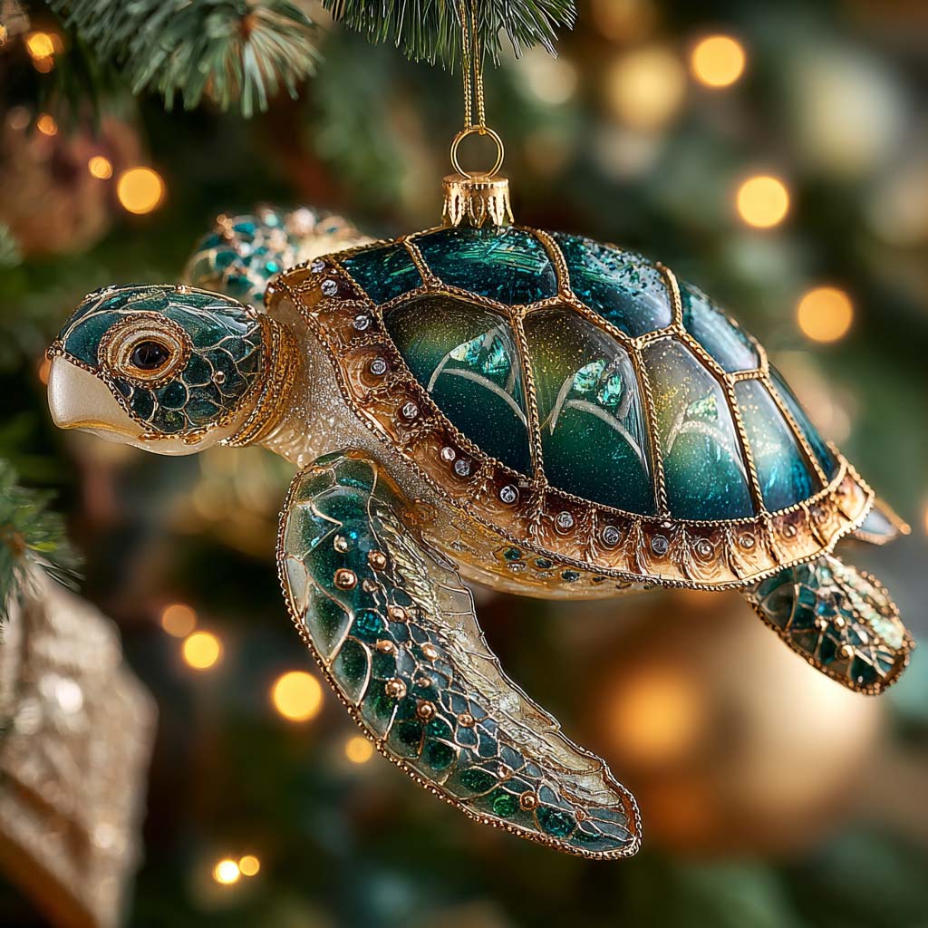 Sparkle Ocean Turtle Mica Ornament NCU0HT093