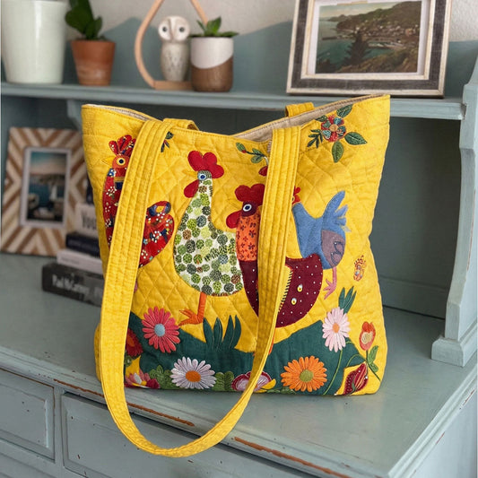 Sunny Farm Charm Quilted Zipper Tote Bag SN0PT019