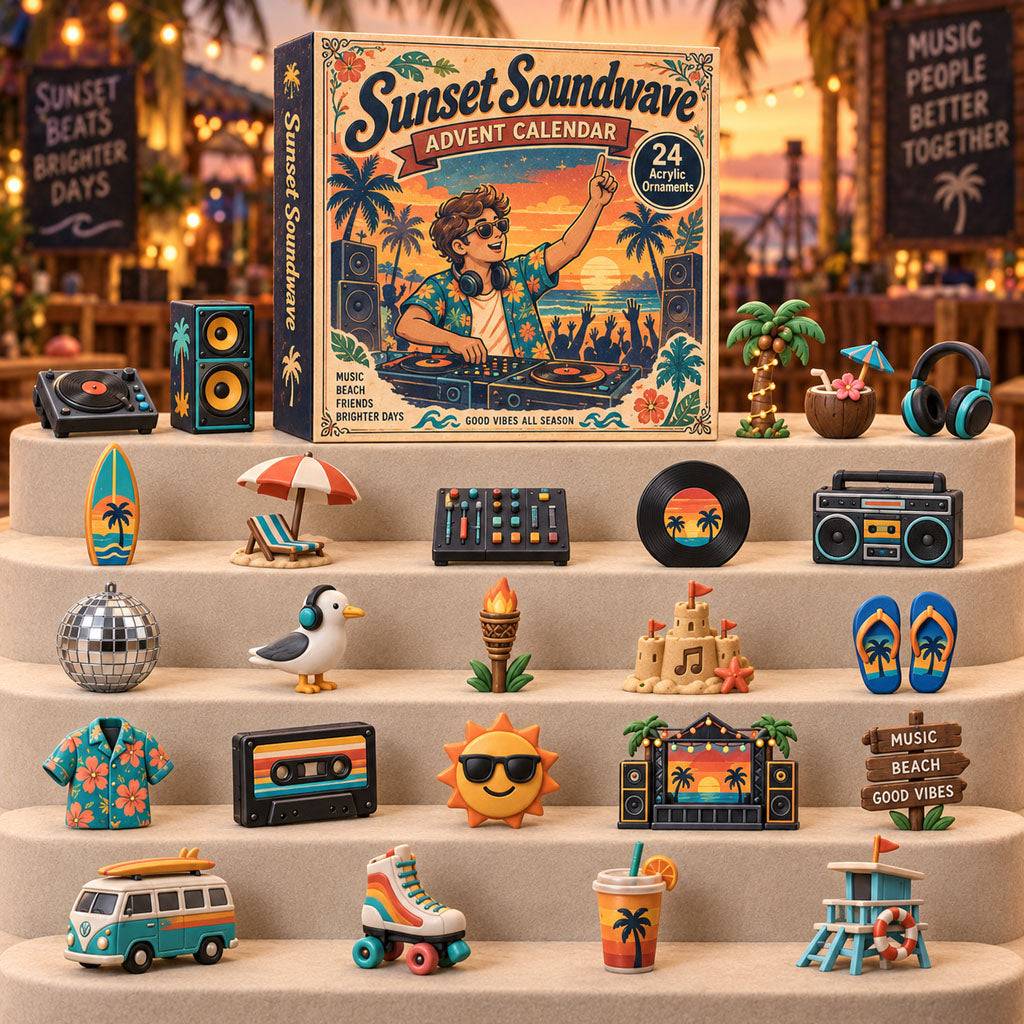 CHRISTMAS KICKOFF 40% OFF - Sunset Soundwave Advent Calendar 2026 - 24-Day Festive Countdown, Acrylic Charms Blind Box - Gift For Music Lovers AC0TH266