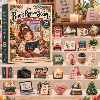 CHRISTMAS KICKOFF 40% OFF - The Book Review Society Advent Calendar 2026 - 24-Day Festive Countdown, Acrylic Charms Blind Box - Gift For Book Reviewer Lovers AC0TH346