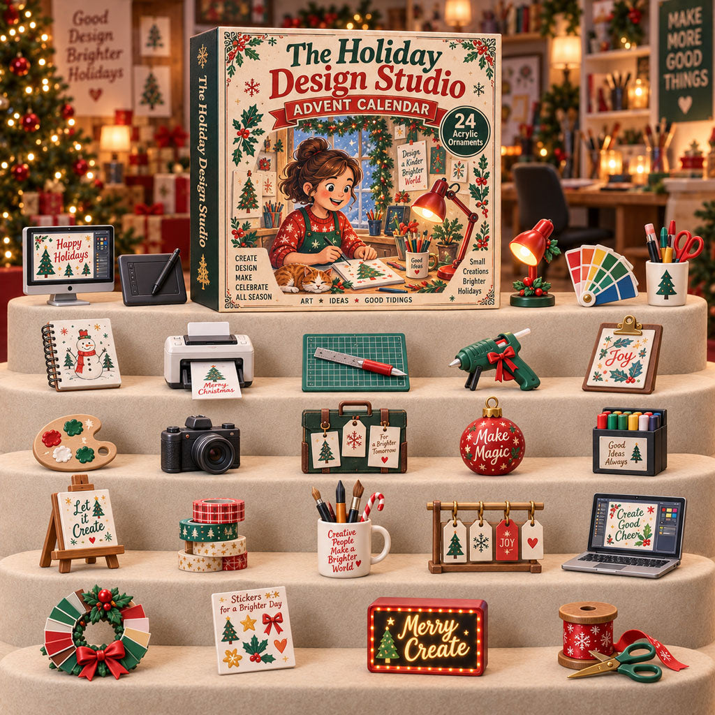 CHRISTMAS KICKOFF 40% OFF - The Holiday Design Studio Advent Calendar 2026 - 24-Day Festive Countdown, Acrylic Charms Blind Box - Gift For Graphic Artist AC0TH287
