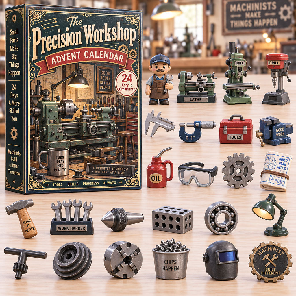 CHRISTMAS KICKOFF 40% OFF - The Precision Workshop Advent Calendar 2026 - 24-Day Festive Countdown, Acrylic Charms Blind Box - Gift For Machinist Lovers AC0TH357