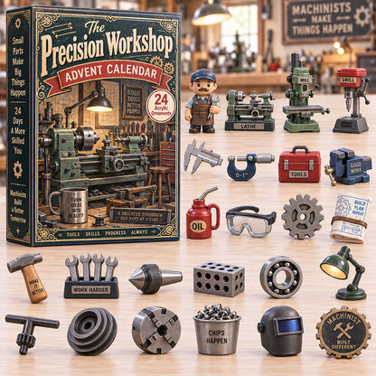 CHRISTMAS KICKOFF 40% OFF - The Precision Workshop Advent Calendar 2026 - 24-Day Festive Countdown, Acrylic Charms Blind Box - Gift For Machinist Lovers AC0TH357
