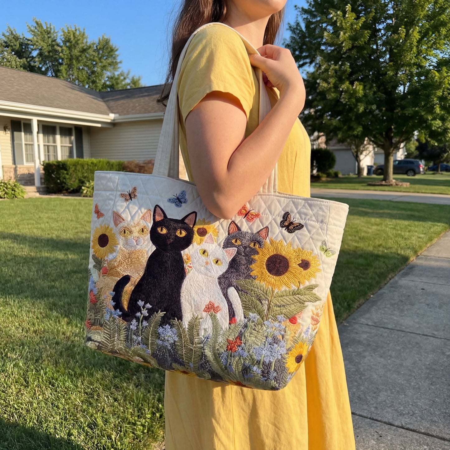 The Social Cat-izen Quilted Classic Tote Bag SN0PT045