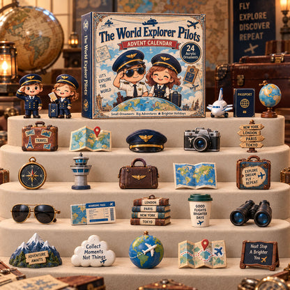 CHRISTMAS KICKOFF 40% OFF - The World Explorer Pilots Advent Calendar 2026 - 24-Day Festive Countdown, Acrylic Charms Blind Box - Gift For Pilot Lovers AC0TH283
