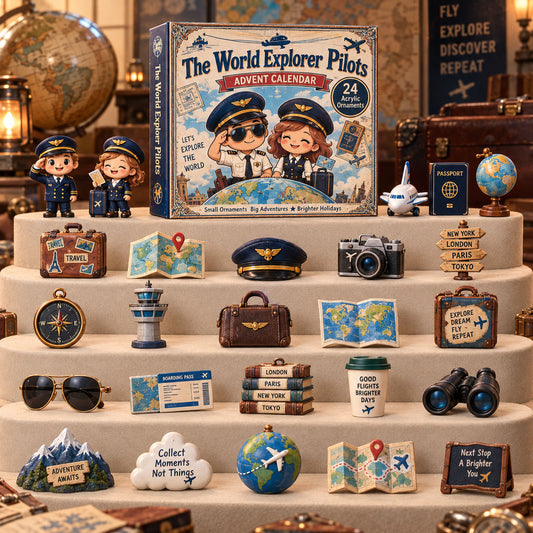 CHRISTMAS KICKOFF 40% OFF - The World Explorer Pilots Advent Calendar 2026 - 24-Day Festive Countdown, Acrylic Charms Blind Box - Gift For Pilot Lovers AC0TH283