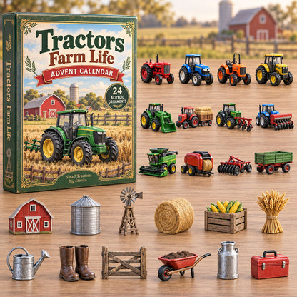 CHRISTMAS KICKOFF 40% OFF - Tractors Farm Life Advent Calendar 2026 - 24-Day Festive Countdown, Acrylic Charms Blind Box - Gift For Tractor Lovers AC0NT363