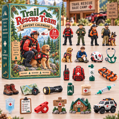 CHRISTMAS KICKOFF 40% OFF - Trail Rescue Team Advent Calendar 2026 - 24-Day Festive Countdown, Acrylic Charms Blind Box - Gift For First Responders AC0TH333