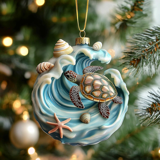 Turtle Surfing Mica Ornament NCU0DV135