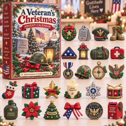 CHRISTMAS KICKOFF 40% OFF - Veteran Christmas Advent Calendar 2026 - 24-Day Festive Countdown, Acrylic Charms Blind Box - Gift For Veterans AC0TH334