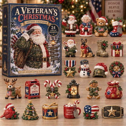 CHRISTMAS KICKOFF 40% OFF - Veteran Christmas Advent Calendar 2026 - 24-Day Festive Countdown, Acrylic Charms Blind Box - Gift For Veterans AC0TM381