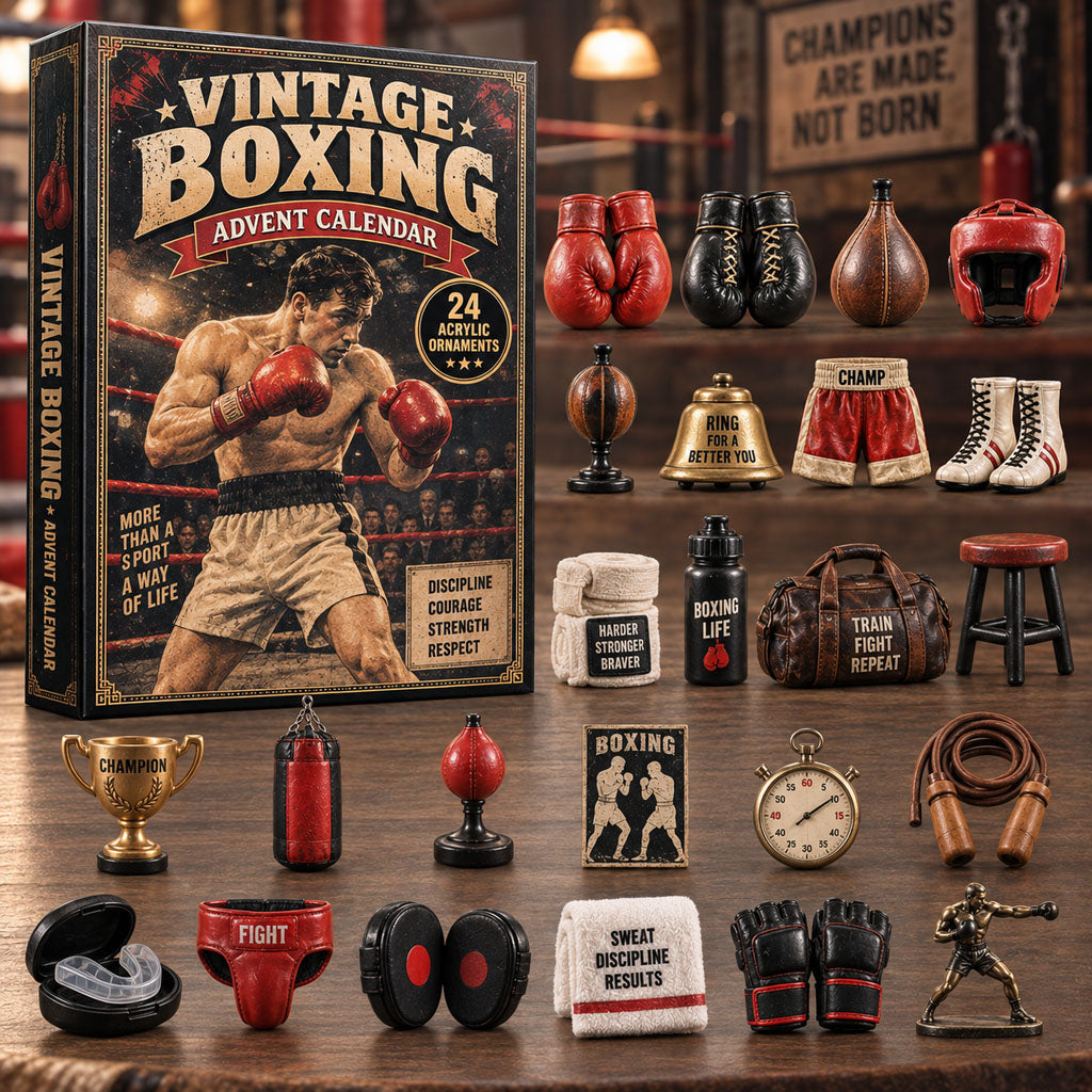 CHRISTMAS KICKOFF 40% OFF - Vintage Boxing Advent Calendar 2026 - 24-Day Festive Countdown, Acrylic Charms Blind Box - Gift For Boxing Lovers AC0NT310