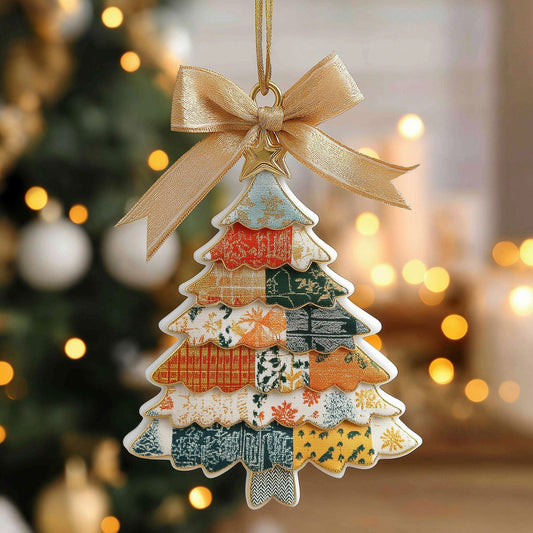 Vintage Patchwork Tree Mica Ornament NCU0DH321
