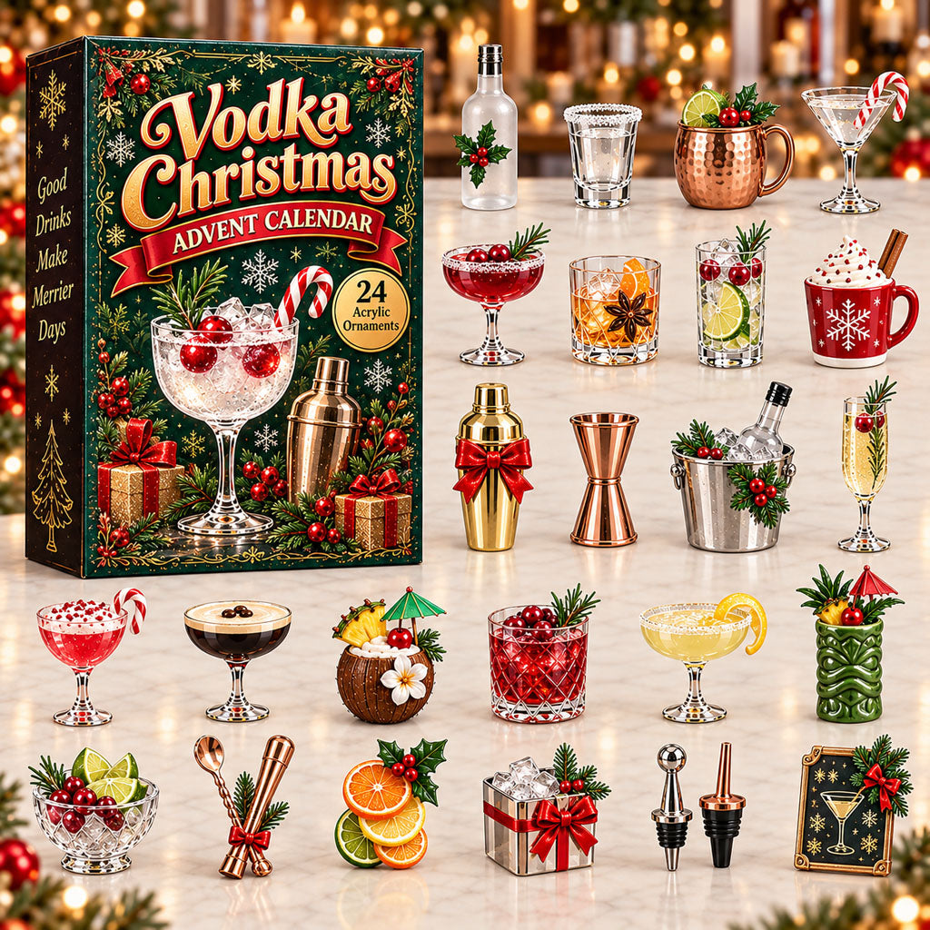 CHRISTMAS KICKOFF 40% OFF - Vodka Christmas Advent Calendar 2026 - 24-Day Festive Countdown, Acrylic Charms Blind Box - Gift For Alcohol Lovers AC0HA294