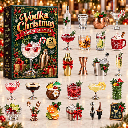 CHRISTMAS KICKOFF 40% OFF - Vodka Christmas Advent Calendar 2026 - 24-Day Festive Countdown, Acrylic Charms Blind Box - Gift For Alcohol Lovers AC0HA294