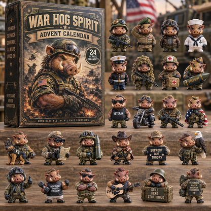 CHRISTMAS KICKOFF 40% OFF - War Hog Spirit Advent Calendar 2026 - 24-Day Festive Countdown, Acrylic Charms Blind Box - Gift For Veterans AC0TM384
