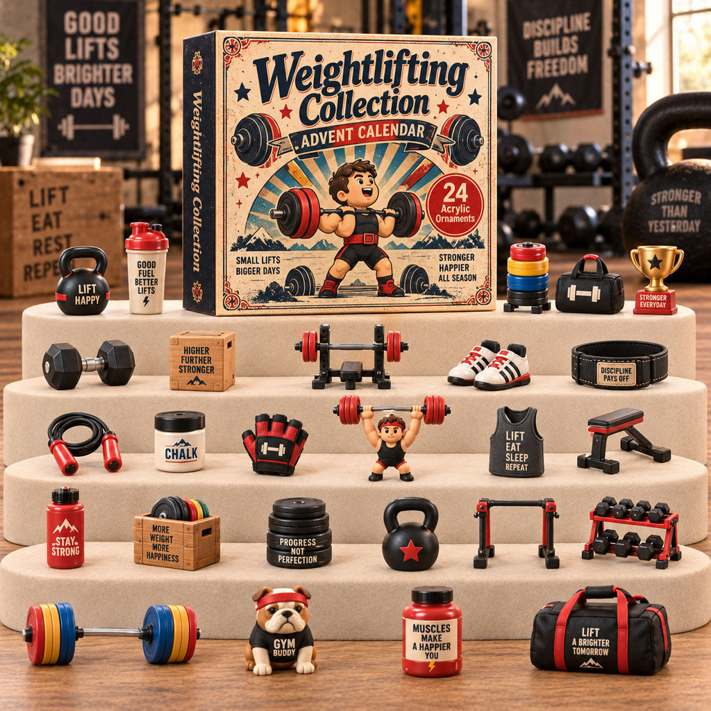 CHRISTMAS KICKOFF 40% OFF - Weightlifter Fitness Advent Calendar 2026 - 24-Day Festive Countdown, Acrylic Charms Blind Box - Gift For Weightlifting Lovers AC0TH254