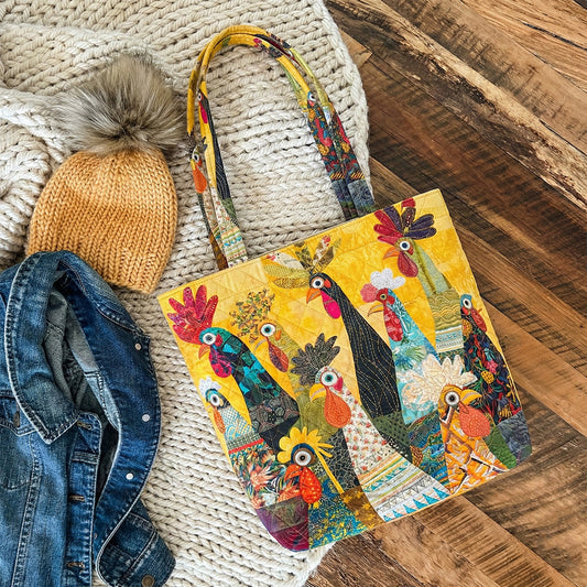 Whimsical Coop Friends Quilted Zipper Tote Bag SN0PT021