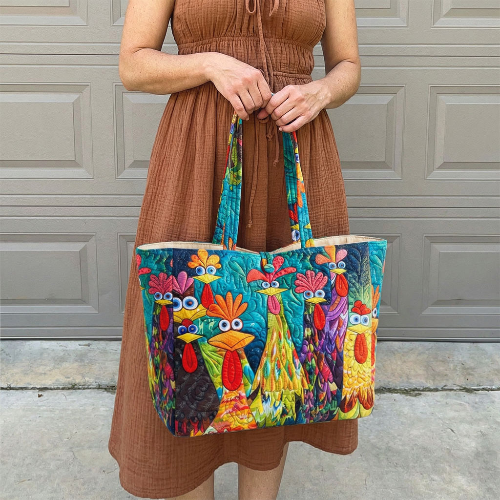 Whimsical Rooster Garden Quilted Classic Tote Bag SN0PT028