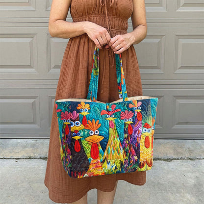 Whimsical Rooster Garden Quilted Classic Tote Bag SN0PT028