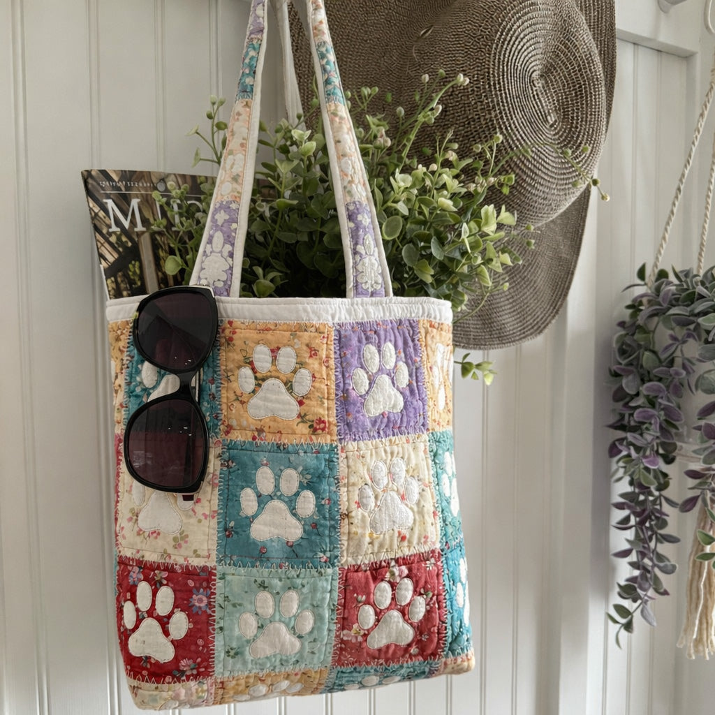 Whiskers and Warmth Quilted Zipper Tote Bag SN0PT009