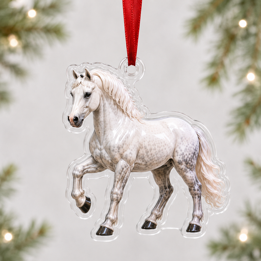 White Horse Mica Ornament NCU0NT039