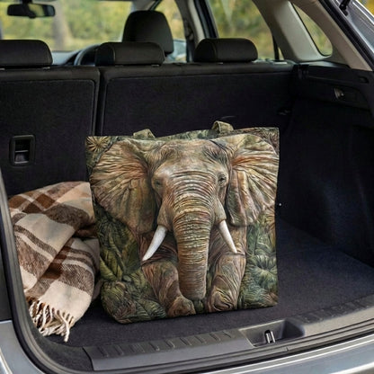 Wild Elephant Quilted Zipper Tote Bag SN0DK015
