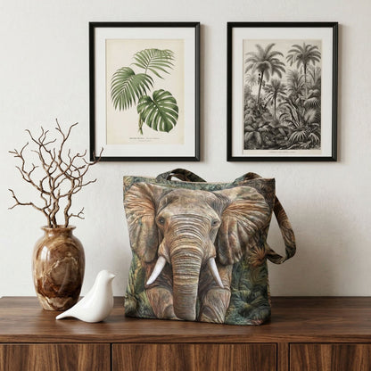 Wild Elephant Quilted Zipper Tote Bag SN0DK015