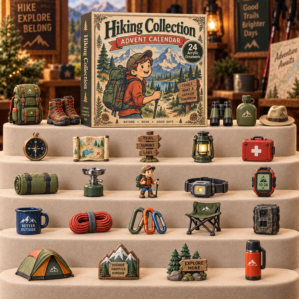 CHRISTMAS KICKOFF 40% OFF - Wilderness Hiker Advent Calendar 2026 - 24-Day Festive Countdown, Acrylic Charms Blind Box - Gift For Hiking Lovers AC0TH249