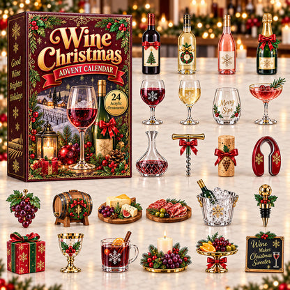 CHRISTMAS KICKOFF 40% OFF - Wine Christmas Advent Calendar 2026 - 24-Day Festive Countdown, Acrylic Charms Blind Box - Gift For Alcohol Lovers AC0HA295