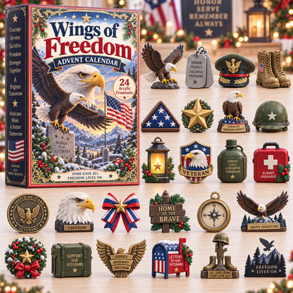 CHRISTMAS KICKOFF 40% OFF - Wings Of Freedom Advent Calendar 2026 - 24-Day Festive Countdown, Acrylic Charms Blind Box - Gift For Veterans AC0TH336