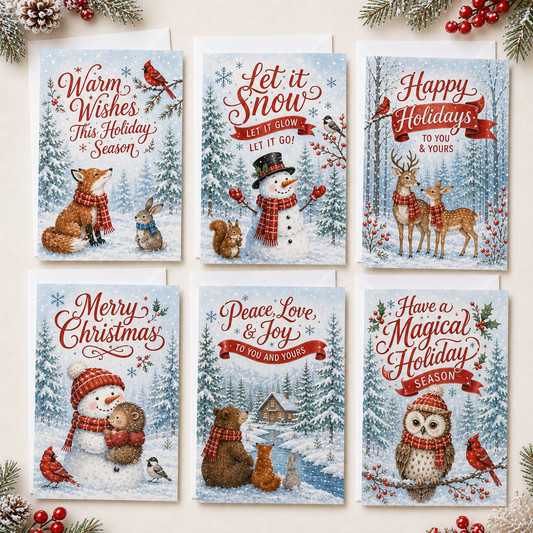 Winter Wonderland Christmas Christmas Cards Assortment, Set of 6 - Holiday Greeting Cards GC0TL014