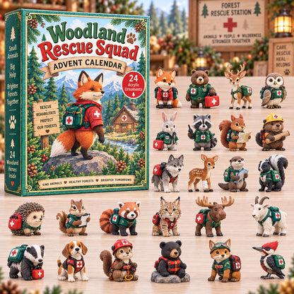CHRISTMAS KICKOFF 40% OFF - Woodland Rescue Squad Advent Calendar 2026 - 24-Day Festive Countdown, Acrylic Charms Blind Box - Gift For First Responders AC0TH331