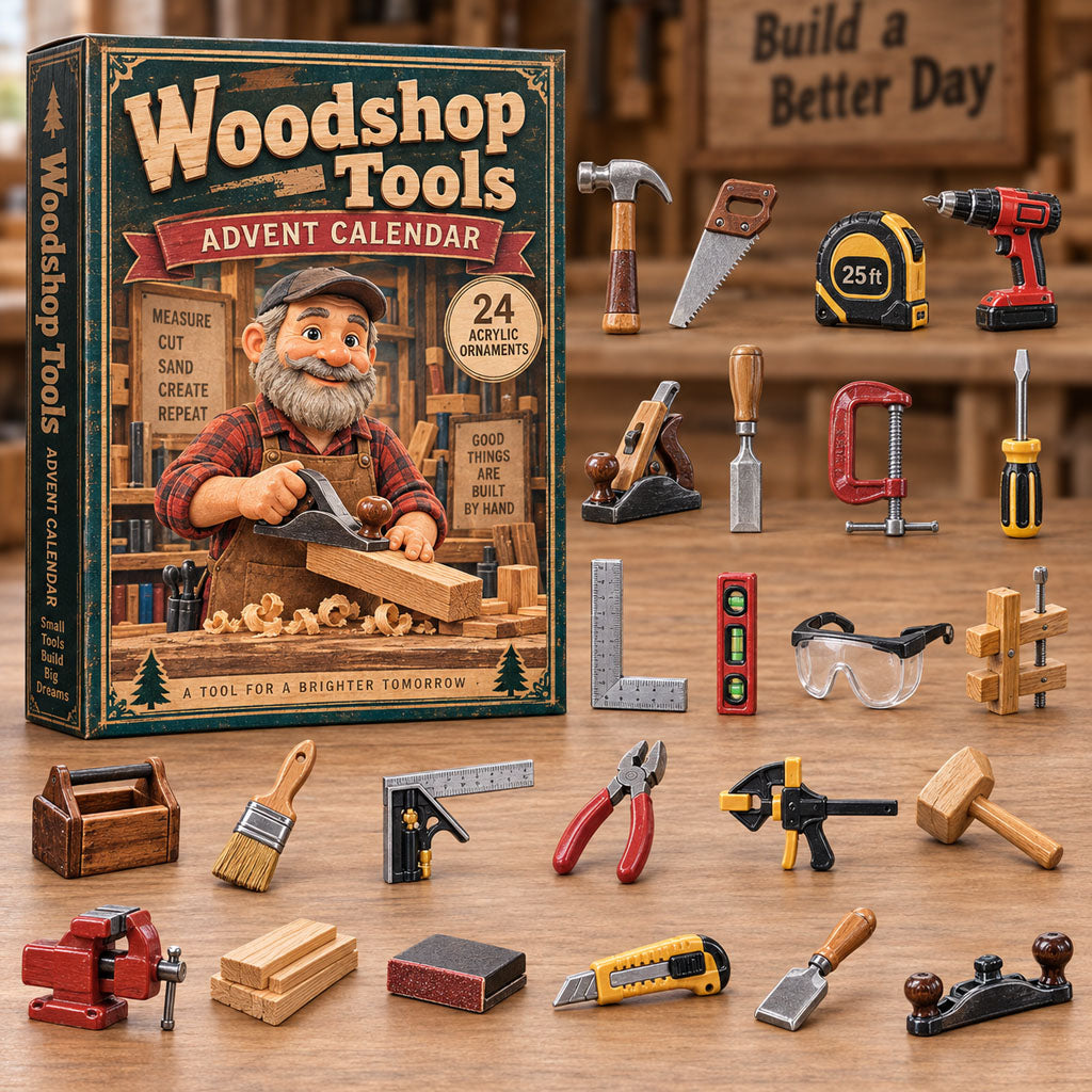 CHRISTMAS KICKOFF 40% OFF - Woodshop Tools Advent Calendar 2026 - 24-Day Festive Countdown, Acrylic Charms Blind Box - Gift For Woodworking Lovers AC0NT329
